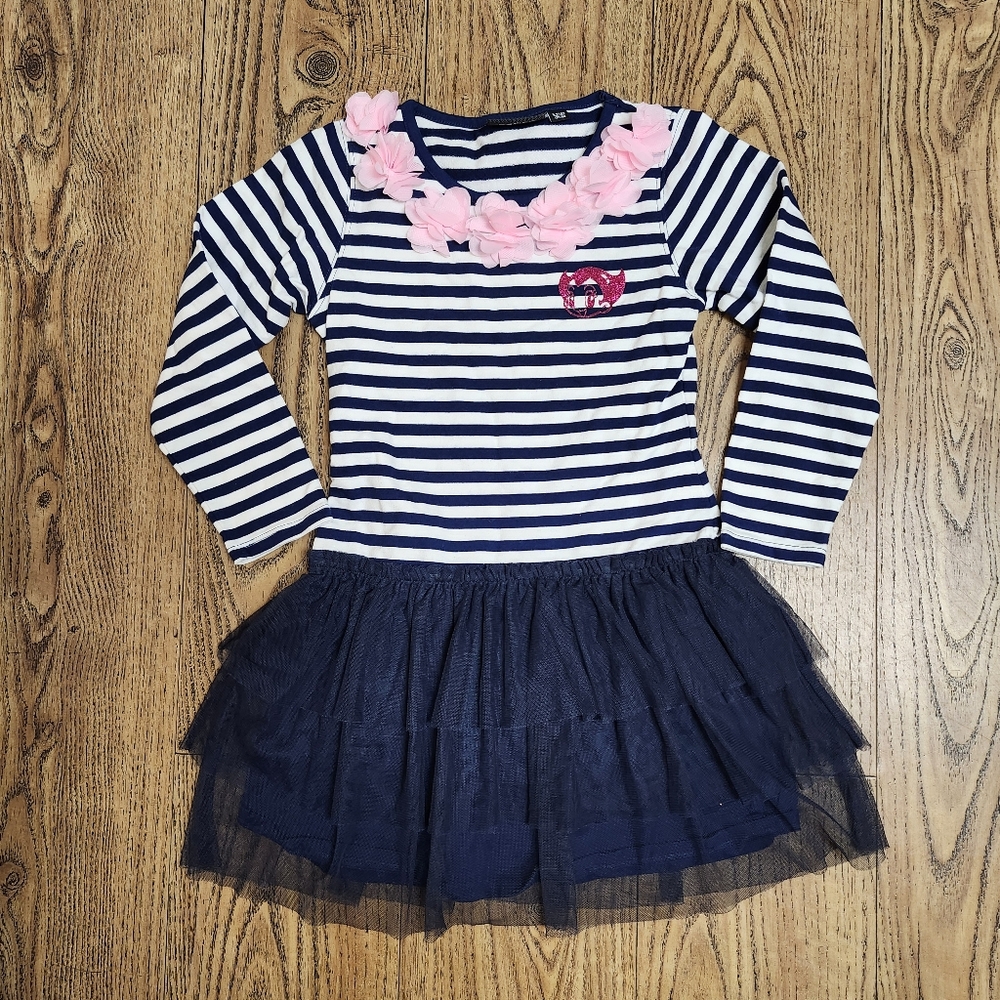 Mighty Atom Kids Size 8/9y  Tutu dress navy blue EUC